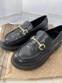 GU ブラック ボリュームソールビットローファー Ｌサイズ