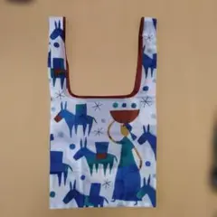 KALDI 折りたたみエコバッグ 青い馬