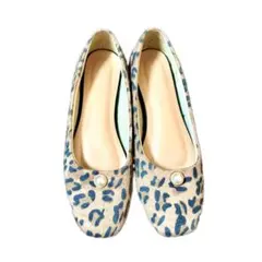 レオパード柄フラットシューズ パンプス M 23.5 秋冬　ブラウン