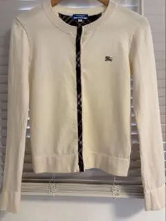 バーバリーブルーレーベルアイボリー×ブラウンカーディガン サイズ38