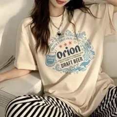 Orion DRAFT BEER 半袖Tシャツ　アプリコット