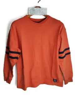GAP キッズXL12 オレンジ 袖ライン スウェット ロンT USA古着