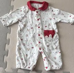 ロンパース 60cm うさぎ ポケット 薄手 ドット柄 ベビー服