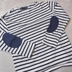 SAINT JAMES バスクシャツ ネイビー白 ボーダー エルボーパッチ XS