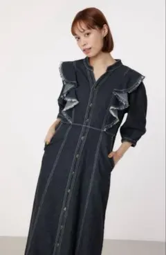 【美品】RODEO CROWNS フリル デニムワンピース ロデオクラウンズ