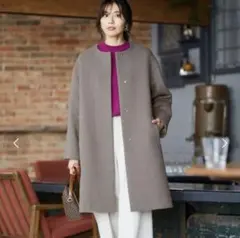 anyfam 高級ウールブレンド ノーカラーコート L