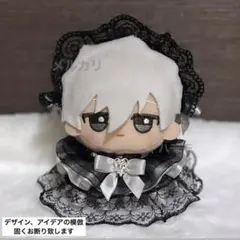 ぬい服 アンティークなフリルドレス ブラック×シルバー ちびぐるみ