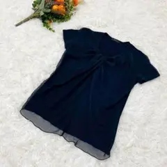 COMME CA ISM 半袖シフォンカットソー タックデザイン 上品シンプル