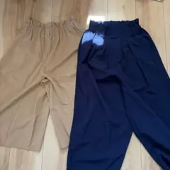 ガウチョパンツ セット ネイビーベイジュ