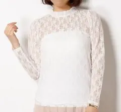 【新品未開封】ハイネックレースプルオーバー レースブラウス  結婚式にも