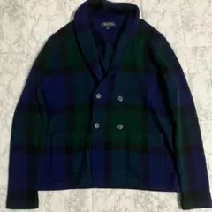 美品◎ブルックスブラザーズ カシミヤ混 ショールカラー カーディガン チェック