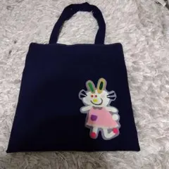 【ハンドメイド】ウサギのキャラクター付きトートバッグ