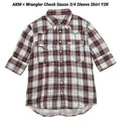 AKM ラングラー ウエスタン チェックガーゼシャツ 七分袖 アメカジ y2kのサムネイル