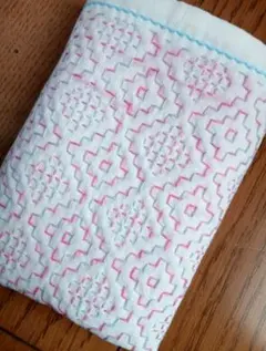 刺し子ふきん(完成品)＊柿の葉 アレンジ＊のサムネイル