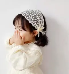 ベビー キッズ レース カチューシャ オフホワイト ヘアバンド 可愛い 新生児
