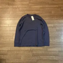 00s uniqlo サーマル ロンT y2k グランジ 短丈 ネイビー