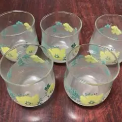 昭和レトログラス 花柄　5点