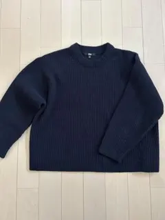 UNIQLO ウォッシャブルソフトニットクルーセーター（長袖） ネイビー