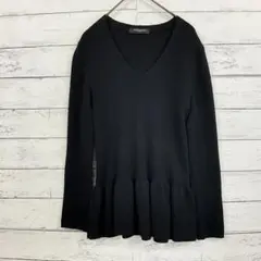 ユナイテッドアローズ ウール100% 裾プリーツ ニット 黒 S Vネック 良好