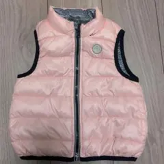 プチバトー　リバーシブル ダウンベスト ピンク ボーダー