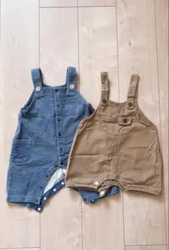 （まとめ売り）サロペットロンパース・カバーオール 2点セット