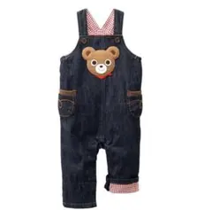 ミキハウス プッチーくん 異素材 オーバーオール サロペット