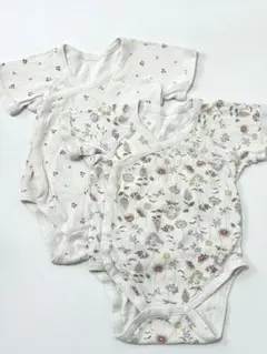 ベビー 半袖 ロンパース 肌着 2枚 花柄