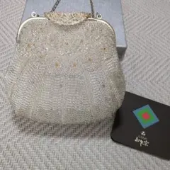 【おき宗】ビーズ装飾 シルバー クラッチバッグ　和装