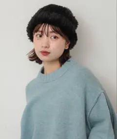 SENSE OF PLACE シャギーニットキャップ ブラック