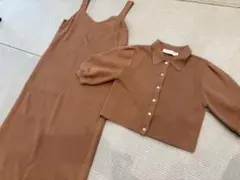 M_ 半袖ニットカーディガン　ワンピース　セットアップ