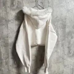 【GRL】純白 ファー付き ニットパーカー