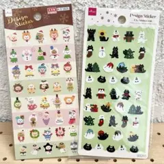 ダイソー ねこシール クリスマスキャット かぶりもの猫 2個