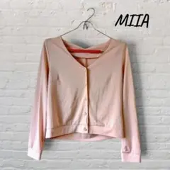 ピンク ビジューボタン MIIA ミーア 長袖カーディガン 綺麗め 大人可愛いのサムネイル