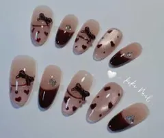 ハートリボンデザイン ネイルチップ Sサイズ