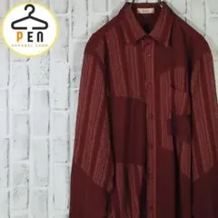 【レトロ古着】シアーシャツ レーヨン・リネン使用ロングスリーブシャツ M