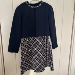 ネイビー チェック柄ワンピース　セットアップ