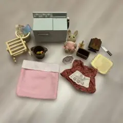 シルバニアファミリー　洗たく機お掃除他小物まとめ売り うさぎの赤ちゃん