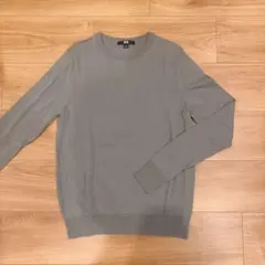 .ユニクロ クルーネック　長袖ニット シンプル 灰色　グレー L 防寒