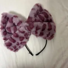 盛り髪 リボン ヒョウ柄