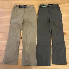 mont-bell カーキ　ベージュ 長ズボン 2点　130 破れあり