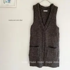 Audrey and John Wadウール100%Vネックニットベスト1746