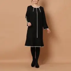 【Rose Tiara】パイピングワンピース 配色 新品 Mサイズ ブラック 黒
