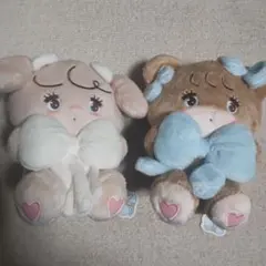 mikko 抱きしめおリボン ぬいぐるみ ナッツとラテ2個セット