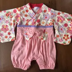 バースデー　花柄袴 ベビー服 70cm
