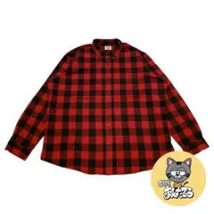 エルエルビーン 古着 長袖シャツ ネルシャツ ブロックチェック 赤黒 3XL
