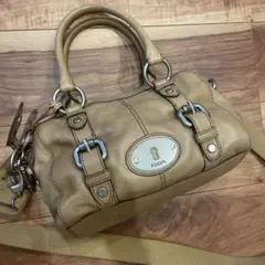 FOSSIL ハンドバッグ ベージュ レザーのサムネイル