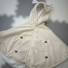 アイボリーフード付きベビーポンチョ