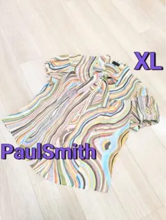【クリーニング済】ポールスミス シルク混 マルチカラー ボウタイ ブラウス