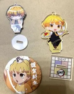 我妻善逸 ufotable Cafe 正月 アクリルスタンド 缶バッジ 鬼滅の刃