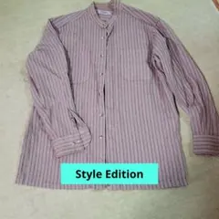 ♥️Style Edition 　長袖シャツ 茶系ストライプ(古着)